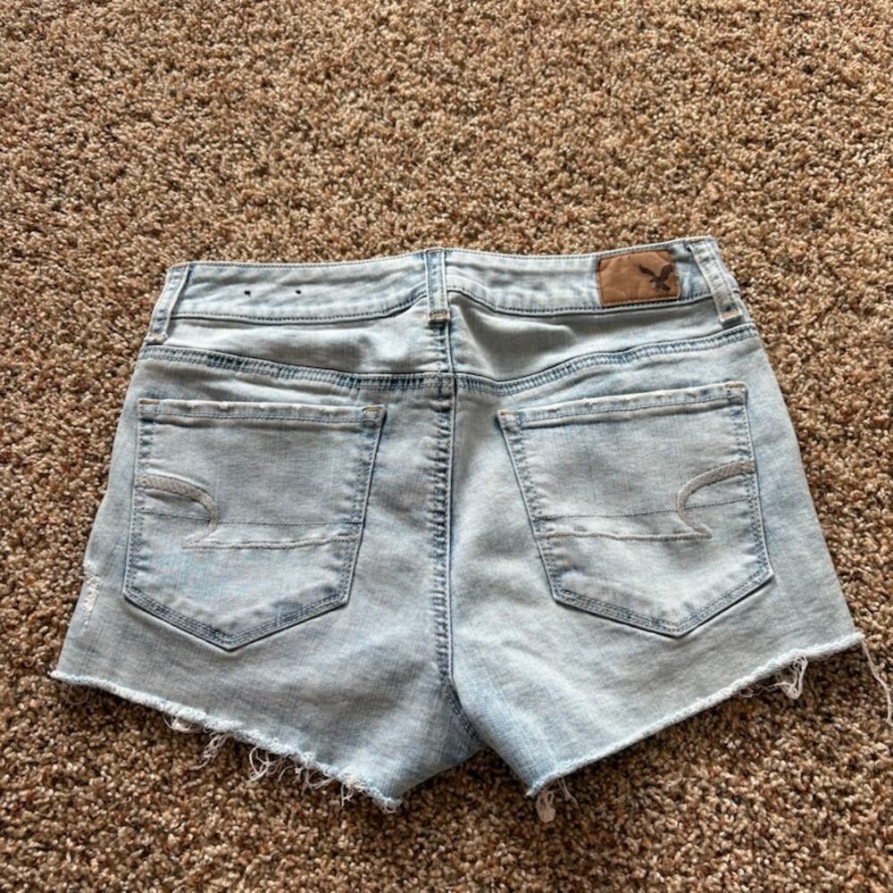 American Eagle Outfitters Super Stretch Hi-Rise Shortie Distressed Rose sz 8 - Picture 7 of 7